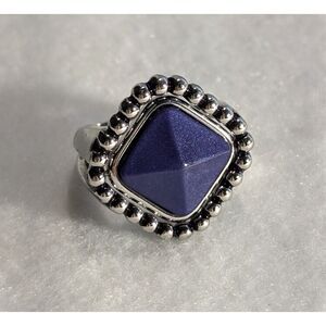 Flip It Reversible Black Blue Silver Tone Ring Size 5